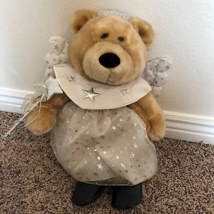 Dan Dee Collectors Large Gold Angel Winged Bear Plush Decorative Doll